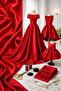 Red Matte Satin Fabric, 150 cm Wide - 2