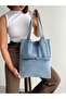 New Season Denim Jean Quality Shoulder Bag with Front Pocket. Length 40 Cm/ Width 35 cm