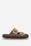 Celeste Vellini Brown Suede Stone Women's Stylish Double Buckle Orthopedic Comfortable Straw Ergonomic Non-Slip Sole Slippers - 2