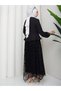 Women's Flock Patterned Tulle Skirt Set with Lining and Lace - 7
