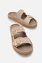 Celeste Vellini Mink Suede Stoned Women's Stylish Double Buckle Orthopedic Comfortable Straw Ergonomic Non-Slip Sole Slippers