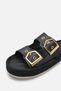 Elovelle Black Rustic Women's Stylish Double Buckle Orthopedic Comfortable Straw Ergonomic Non-Slip Sole Slippers - 5