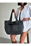 New Season Denim Jean Large Quality Shoulder Bag with Front Pocket. Length 38 Cm/ Width 52 cm - 3