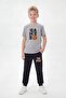Zero Neck T-Shirt and Long Sweatpants Boys' Top and Bottom Set - 2