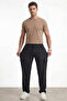 Men's Black Parachute Fabric Cargo Pants with Pockets, Adjustable Leg Clips, Baggy Style - 5
