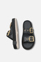Elovelle Black Rustic Women's Stylish Double Buckle Orthopedic Comfortable Straw Ergonomic Non-Slip Sole Slippers - 4