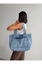 New Season Denim Jean Large Quality Shoulder Bag with Front Pocket. Length 38 Cm/ Width 52 cm