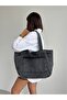 New Season Denim Jean Large Quality Shoulder Bag with Front Pocket. Length 38 Cm/ Width 52 cm - 2