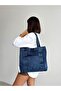 New Season Denim Jean Useful Quality Shoulder Bag. Length 40 cm / Width 45 cm - 2