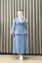 Vahi̇de Takim Denim Fabric Light Blue Women's 2-Piece Set with Skirt