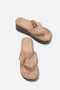 Avelessa Mink Rustic Women's Daily Buckle Detailed Wedge Sole Comfortable Stylish Suede Flip Flops - 3