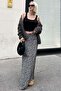 Black Polka Dot Slit Maxi Women's Skirt Sh255 - 6