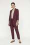 Sleeve Detailed Open-Front Jacket and Trousers Plum Set 1103