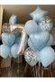 Silver Number 7 Age Balloon Set Blue Heart Star Confetti Birthday & Special Occasion Decoration Balloon Bouquet