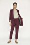 Sleeve Detailed Open-Front Jacket and Trousers Plum Set 1103 - 2