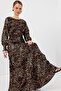 Women's Patterned Hijab Dress C. Brown 1160
