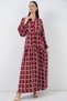 Women's Patterned Long Hijab Dress 1155 - F.Burgundy - 4