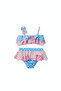 Girl's Bikini Set with Bow Detail and Straps, Sanitary Pad Included, Candy Pink - 2