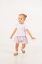 Baby Girl Summer Gofre Stretch Fabric Shirt Striped Shorts 2-Piece Set - 4