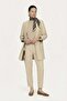 Sleeve Detailed Open-Front Jacket and Trousers Beige Set 1103
