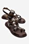 Fabiana Brown Genuine Leather Buckle Women's Flip-Flop Sandals