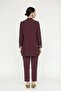 Sleeve Detailed Open-Front Jacket and Trousers Plum Set 1103 - 3