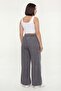 Women's Black Summer High Waist Elastic Detailed Trousers - 4