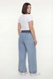 Women's Navy Blue Summer High Waist Elastic Detailed Trousers - 4
