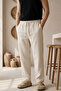 Linen Cream Baggy Fit Men's Trousers - 2