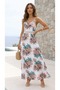 New Season Women's Summer Long Single Jersey Dress with Rope Straps and V-Neck and Lace Waist - 3