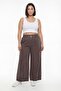 Women's Brown Summer High Waist Elastic Detailed Trousers