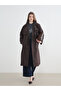 Giyçık Store Brown Double-Breasted Collared Belted Women's Trench Coat - 5
