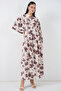 Women's Lilyum Fabric Long Hijab Dress 1396 Brown - 5