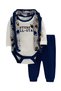 -Printed Long Sleeve Bodysuit with zipper and Pyjama - Multicolor