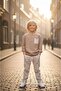 Striped Pants with Pocket at the Collar Woven Fabric 2 Yarn Seasonal Lower-Upper Boys' Suit - 3