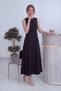 Women's Waist Detailed Midi Length Flared Dress Khaki, Black - 3