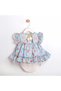 Baby Girl Blue Dress with Floral Print and Tulip Detail on the Back, 2-Piece Set - 4