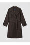 Giyçık Store Brown Double-Breasted Collared Belted Women's Trench Coat