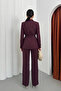 Women's double belted blazer jacket pants set - 5