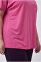 Women's Plus Size V-Neck Pocket Breathable Fabric Loose Pink Blouse - 5