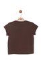 Girl's 4-8 Years Old Short Sleeve T-Shirt with Bow Detail and Pockets, Brown - 7