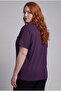Women's Plus Size V-Neck Pocket Breathable Fabric Loose Purple Blouse - 6