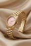 Women's Steel Watch Gold Color Pink Special Dial Luxury Elegant Round Women's Wristwatch Limited Edition - 2