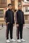 Unisex Children's Stand Collar Three-Stripe Hooded Diver Tracksuit Set - 3