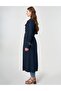 Apolet Detailed Trench Coat Dark Navy Blue 74007 - 2