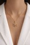 Zircon Stone Snowflake Pendant with Movable Tip Gold Color Adjustable Chain Women's Necklace