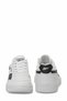 Women's White Sneakers - Casual Court Shoes with Black Detailing - Comfortable and Stylish Sports Shoes - 6