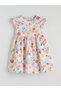 Lcw Kids Ecru Crew Neck Floral Girl's Dress