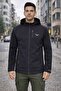 Men's Black Softshell Outdoor Jacket with Detachable Hood, Waterproof - 3