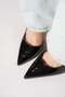Yesun Side Open Women's Heeled Shoes Black Patent Leather Red - 6